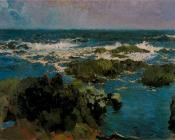 华金索罗利亚巴斯蒂达 - Sea and rocks in San Esteban, Asturias